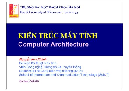 Bài giảng Kiến trúc máy tính - Nguyễn Kim Khánh (Bản đầy đủ)