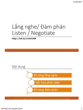 Bài giảng Kỹ năng giao tiếp - Bài 5: Lắng nghe, đàm phán