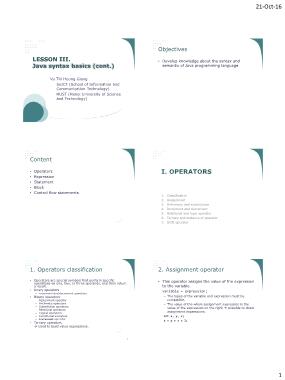 Bài giảng Phát triển phần mềm phân tán - Bài 3: Java syntax basics (Tiếp theo) - Vũ Thị Hương Giang