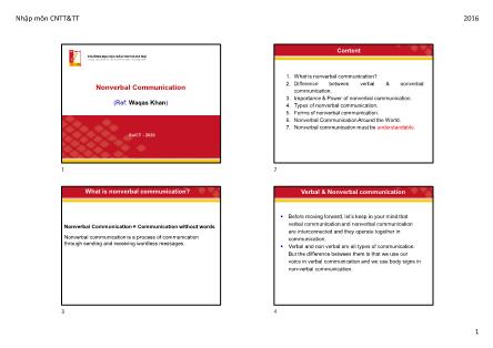 Bài giảng Technical writing and presentation - Chương 2: Nonverbal communication - Vũ Văn Thiệu