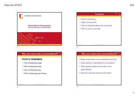 Bài giảng Technical writing and presentation - Chương 4: Visual aids for presentation - Vũ Văn Thiệu