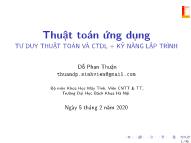 Bài giảng Thuật toán ứng dụng - Bài 1: Tư duy thuật toán và cấu trúc dữ liệu. Kỹ năng lập trình - Đỗ Phan Thuận