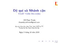 Bài giảng Thuật toán ứng dụng - Bài 3: Đệ qui và nhánh cận - Đỗ Phan Thuận