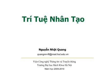 Bài giảng Trí tuệ nhân tạo - Chương 10: Học máy - Nguyễn Nhật Quang