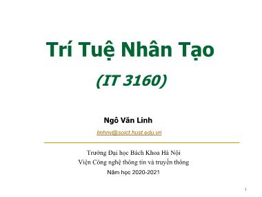 Bài giảng Trí tuệ nhân tạo - Giới thiệu môn học - Ngô Văn Linh