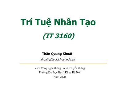 Bài giảng Trí tuệ nhân tạo - Giới thiệu môn học - Thân Quang Khoát