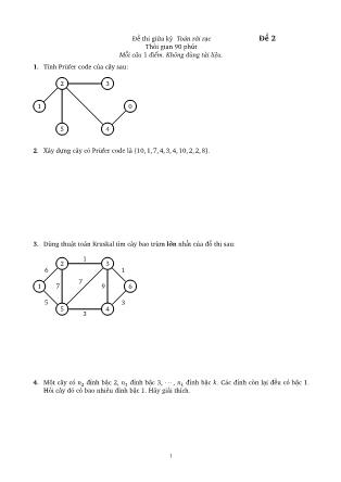 Đề thi Giữa kì môn Toán rời rạc