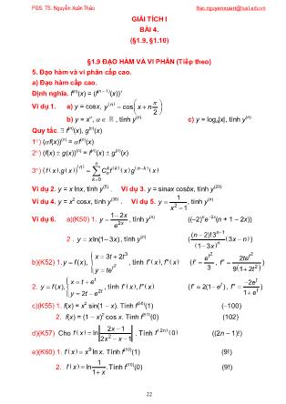 Giáo trình Giải tích 1 - Bài 4: Đạo hàm và vi phân cấp cao, định lí về hàm khả vi - Nguyễn Xuân Thảo