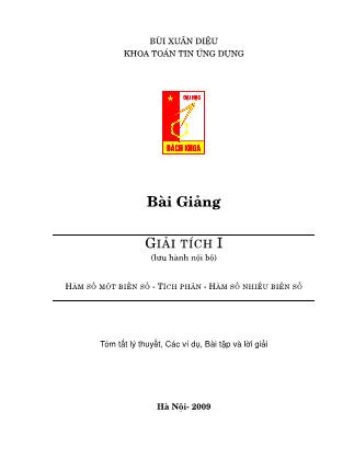 Giáo trình Giải tích 1 - Bùi Xuân Diệu