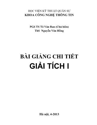 Giáo trình Giải tích 1