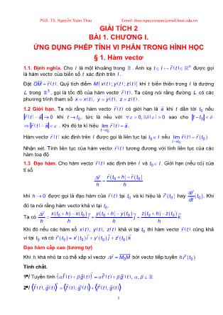 Giáo trình Giải tích 2 - Bài 1 - Nguyễn Xuân Thảo