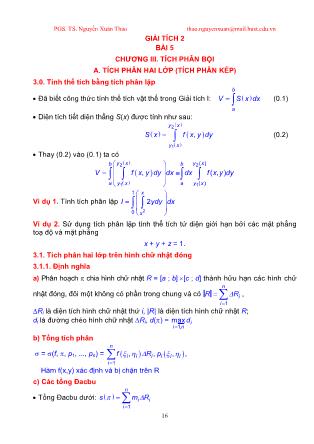 Giáo trình Giải tích 2 - Bài 5 - Nguyễn Xuân Thảo