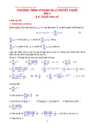 Giáo trình Giải tích 3 - Bài 3: Chuỗi hàm số - Nguyễn Xuân Thảo