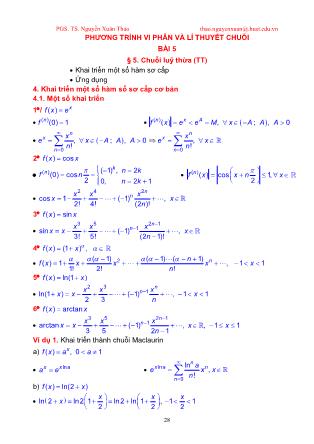 Giáo trình Giải tích 3 - Bài 5: Chuỗi luỹ thừa, chuỗi Fourier - Nguyễn Xuân Thảo