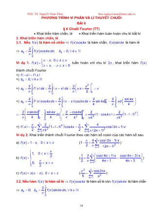 Giáo trình Giải tích 3 - Bài 6: Chuỗi Fourier, phương trình vi phân cấp một - Nguyễn Xuân Thảo