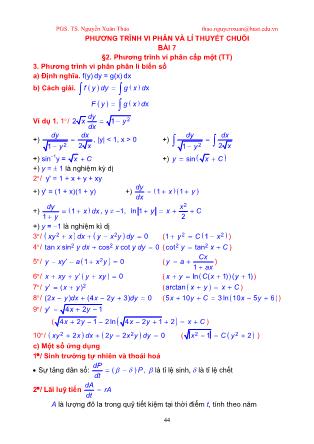 Giáo trình Giải tích 3 - Bài 7: Phương trình vi phân cấp một - Nguyễn Xuân Thảo