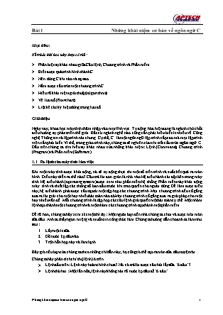 Giáo trình Lập trình cơ bản C - Bài 1: Những khái niệm cơ bản về ngôn ngữ C