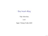 Giáo trình Toán rời rạc - Bài 20: Quy hoạch động - Trần Vĩnh Đức