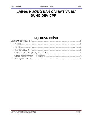 Lab00: Hướng dẫn cài đặt và sử dụng DEV-CPP