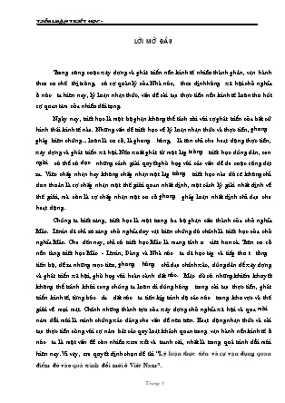 Tiểu luận Lý luận thực tiễn và sự vận dụng quan điểm đó vào quá trình đổi mới ở Việt Nam