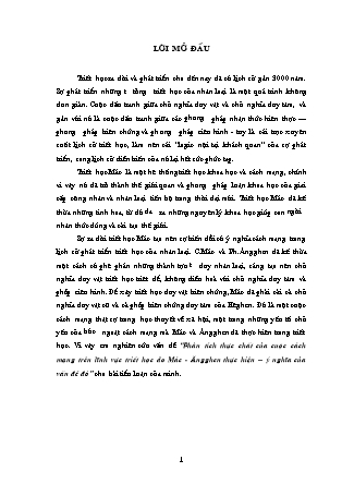 Tiểu luận Phân tích thực chất của cuộc cách mạng trên lĩnh vực triết học do Mác - Ăngghen thực hiện, ý nghĩa của vấn đề đó