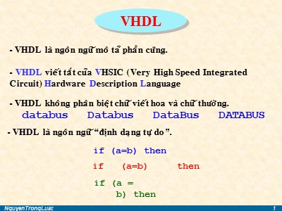 Bài giảng Cơ khí chế tạo máy - Chương 6: VHDL