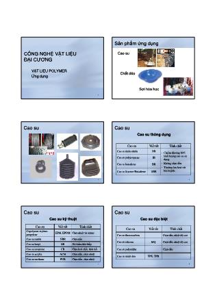 Bài giảng Công nghệ vật liệu đại cương - Ứng dụng vật liệu polymer