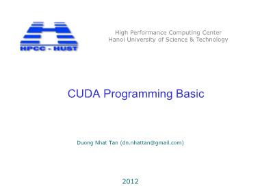 Bài giảng CUDA programming basic - Dương Nhật Tân