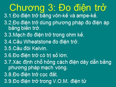 Bài giảng Đo điện tử - Chương 3: Đo điện trở