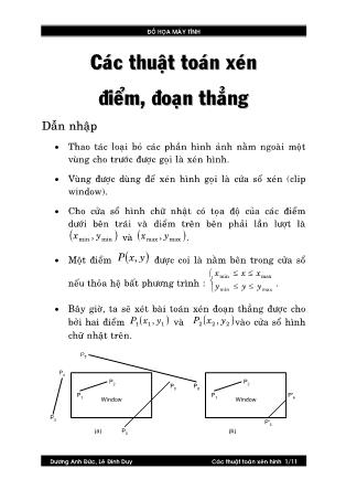 Bài giảng Đồ họa máy tính - Các thuật toán xén điểm, đoạn thẳng