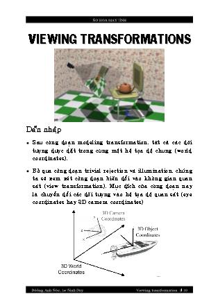 Bài giảng Đồ họa máy tính - Viewing transformations