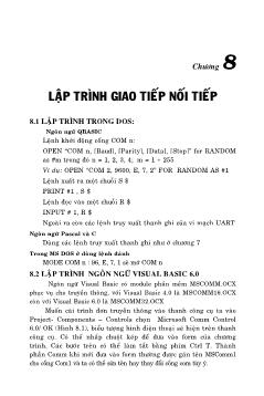 Bài giảng Đo lường và điều khiển bằng máy tính - Chương 8: Lập trình giao tiếp nối tiếp