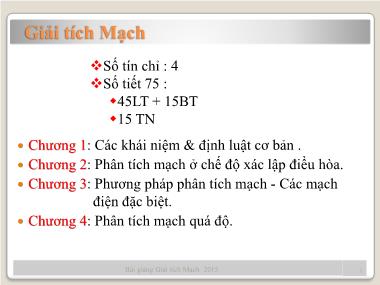 Bài giảng Giải tích mạch - Chương 1: Các khái niệm và định luật cơ bản