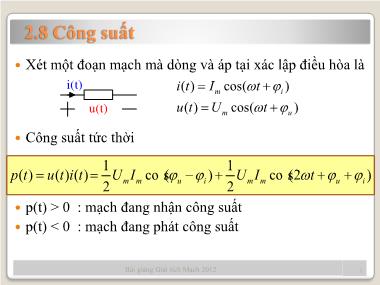 Bài giảng Giải tích mạch - Chương 2, Phần 2: Mạch xác lập điều hòa