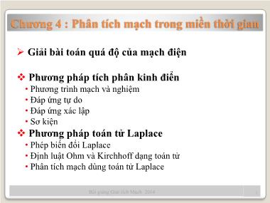 Bài giảng Giải tích mạch - Chương 4, Phần 1: Phân tích mạch trong miền thời gian