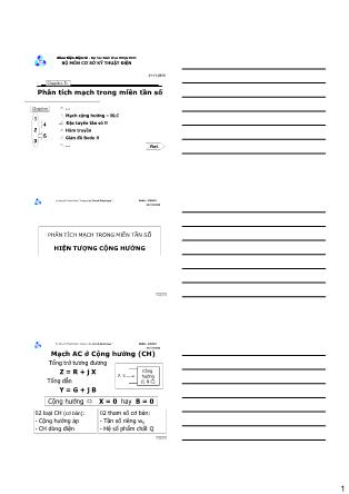 Bài giảng Giải tích mạch - Chương 5: Phân tích mạch trong miền tần số - Nguyễn Thanh Nam