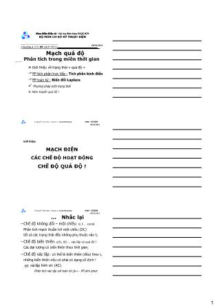 Bài giảng Giải tích mạch - Chương 6, Phần 1: Mạch quá độ - Nguyễn Thanh Nam