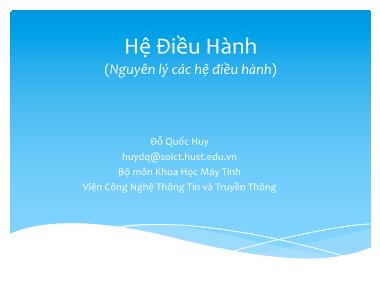 Bài giảng Hệ điều hành - Chương 2: Quản lý tiến trình - Đỗ Quốc Huy