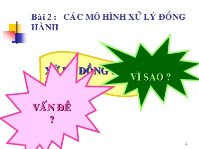 Bài giảng Hệ điều hành nâng cao - Chương 2: Các mô hình xử lý đồng hành - Trần Hạnh Nhi