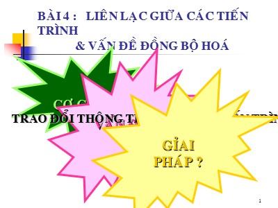 Bài giảng Hệ điều hành nâng cao - Chương 4: Liên lạc giữa các tiến trình và vấn đề đồng bộ hoá - Trần Hạnh Nhi