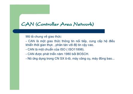 Bài giảng Hệ thống đo và điều khiển công nghiệp - Bài 5, Phần 2: CAN - Đào Đức Thịnh