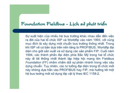 Bài giảng Hệ thống đo và điều khiển công nghiệp - Bài 5, Phần 3: Foundation Fieldbus - Đào Đức Thịnh