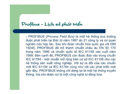 Bài giảng Hệ thống đo và điều khiển công nghiệp - Bài 5, Phần 4: Profibus - Đào Đức Thịnh