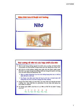 Bài giảng Hóa kỹ thuật môi trường 1 - Chương 12: Nitơ