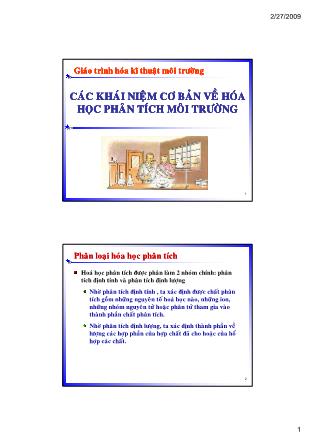 Bài giảng Hóa kỹ thuật môi trường 1 - Chương 3: Các khái niệm cơ bản về hóa học phân tích môi trường
