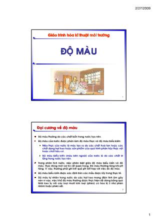 Bài giảng Hóa kỹ thuật môi trường 1 - Chương 6: Độ màu