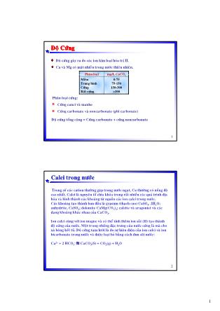 Bài giảng Hóa kỹ thuật môi trường 1 - Chương 8: Độ cứng