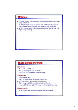 Bài giảng Hóa kỹ thuật môi trường 1 - Chương 9: Chlorine