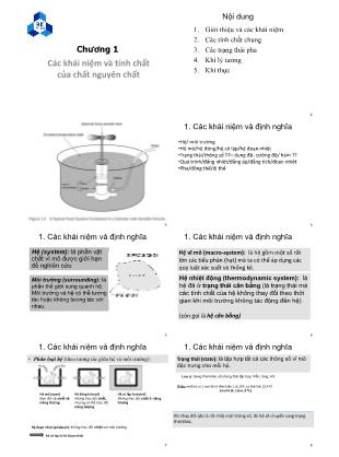 Bài giảng Hóa lý - Chương 1: Các khái niệm và tính chất của chất nguyên chất