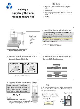 Bài giảng Hóa lý - Chương 2: Nguyên lỹ thứ nhất nhiệt động lực học